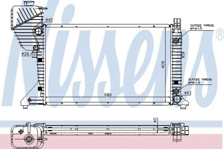 Радіатор охолодження двигуна NISSENS 62597A Mercedes Sprinter 5104117AA, 5104177AA, 9015003800 - зображення 1