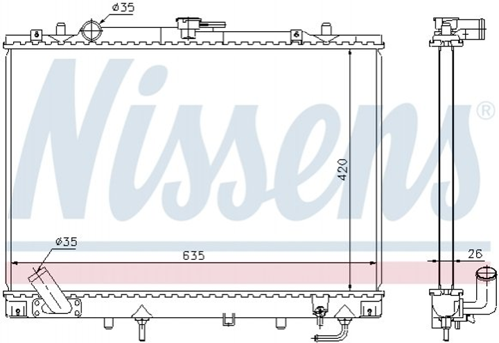 Радіатор охолодження двигуна NISSENS 68154 Mitsubishi Pajero MR514709, MR355474, MR239627 - зображення 1