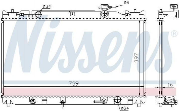 Радіатор охолодження двигуна NISSENS 646351 Toyota Camry 1640028540, 1640028281, 1640028280 - зображення 1