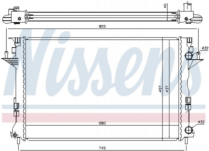 Радиатор охлаждения двигателя NISSENS 63771 Renault Laguna, Espace 7701474241, 8200292771, 8200033729 - изображение 1