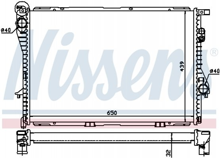 Радиатор охлаждения двигателя NISSENS 60603A BMW 5 Series, 7 Series 17002246010, 17112246009, 17112246011 - изображение 1