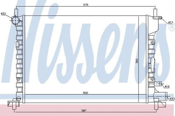 Радиатор охлаждения двигателя NISSENS 62053 Ford Fiesta 1001859, 1098807, 1098857 - зображення 1