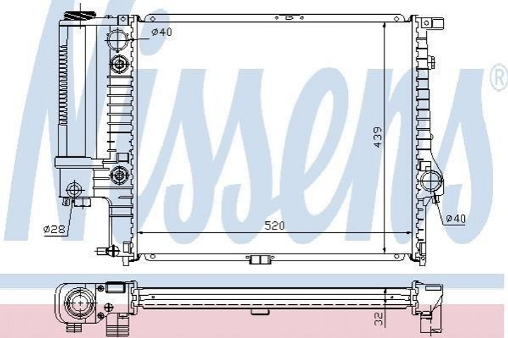 Радиатор охлаждения двигателя NISSENS 60709A BMW 5 Series 1468469, 17111468469, 17111719309 - зображення 1