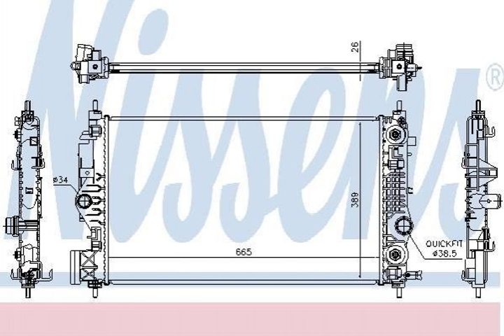 Радіатор охолодження двигуна NISSENS 630762 Opel Zafira, Astra, Insignia 1300338, 13393984, 39074654 - зображення 1