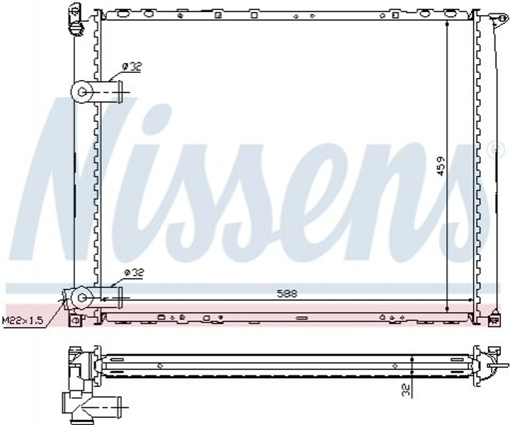 Радиатор охлаждения двигателя NISSENS 63943A Renault Safrane 7701035721, 7701035951 - изображение 1