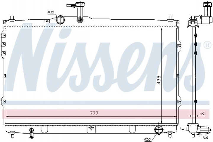 Радиатор охлаждения двигателя NISSENS 67095 Hyundai H-1 253104H100, 253104H350 - изображение 1