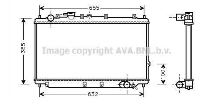 Радиатор охлаждения двигателя AVA COOLING KA2016 KIA Shuma, Cerato 0K2A115200, OK2A115200, OK2A115200B - изображение 1