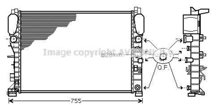 Радиатор охлаждения двигателя AVA COOLING MSA2341 Mercedes CLS-Class, E-Class 2115000102, A2115000102 - изображение 1