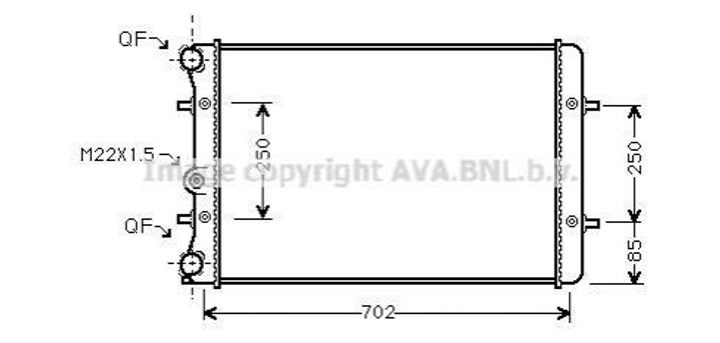 Радиатор охлаждения двигателя AVA COOLING AI2155 Volkswagen Golf, Bora; Audi A3, TT; Skoda Octavia; Seat Toledo, Leon 1J0121253A, 1J0121253AD, 1J0121253AF - изображение 1