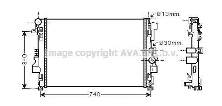 Радиатор охлаждения двигателя AVA COOLING MSA2356 Mercedes Vito 6395010401, 6395011101, A6395010401 - изображение 1