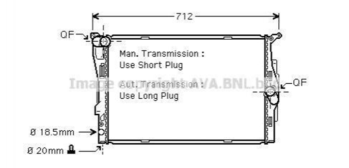 Радиатор охлаждения двигателя AVA COOLING BWA2292 BMW 3 Series, 1 Series, X1 17117521048, 17117559273, 7521048 - изображение 1