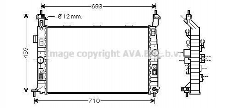 Радиатор охлаждения двигателя AVA COOLING OL2345 Opel Meriva 1300252, 1300253, 13128930 - изображение 1