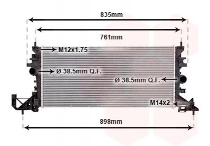 Радіатор охолодження двигуна Van Wezel 37012704 Opel Astra 13453906, 13453907 - зображення 1