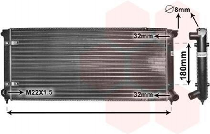 Радиатор охлаждения двигателя Van Wezel 58002041 Volkswagen Golf, Jetta, Scirocco 191121251B, 191121251C, 191121251CF - изображение 1