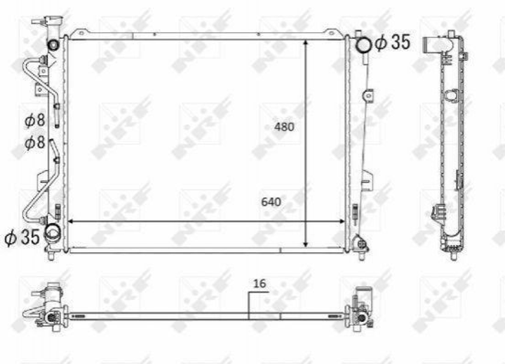 Радиатор охлаждения двигателя NRF 58554 KIA Carens 253101D110, 253101D120, 253101D140 - изображение 1