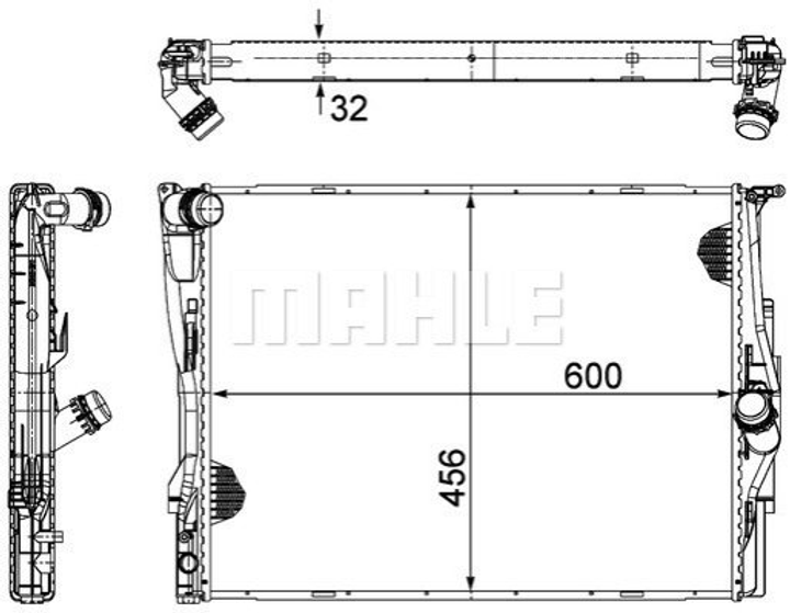 Радіатор охолодження двигуна MAHLE / KNECHT CR1090000P BMW 3 Series, 1 Series, X1 7521048, 7559273, 17117559273 - зображення 2