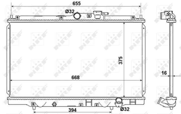 Радиатор охлаждения двигателя NRF 53508 Honda Accord 19010PAAA01, 19010PAAA02, 19010PAAA53 - изображение 1