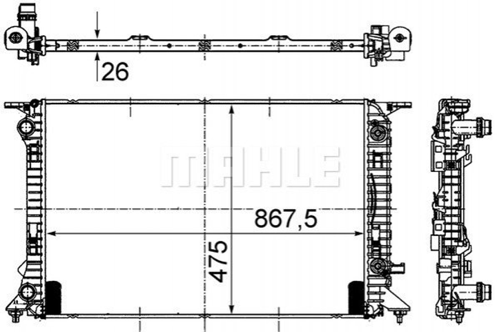 Радіатор охолодження двигуна MAHLE / KNECHT CR 910 000S Audi Allroad, A5, Q5, A6, A4, A7, Q3 8K0121251K, 8K0121251AC, 8K0121251AD - зображення 1