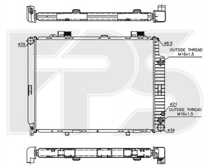 Радиатор охлаждения двигателя FPS FP 46 A233 Mercedes E-Class 2105002703, 2105002803, 2105002903 - изображение 1