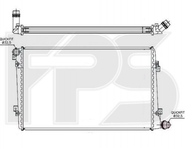 Радіатор охолодження двигуна FPS FP 62 A171 Volkswagen Caddy, Touran, EOS, Passat, Golf; Audi A3; Skoda Octavia; Seat Leon 3C0121253S, 1K0121251AM, 1K0121251AK - зображення 1