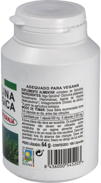Suplement diety Integralia Alga Spirulina Eco 100 kapsułek (8436000545203) - obraz 2
