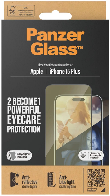 Szkło hartowane Panzer Glass Ultra-Wide Fit Eye Care do Apple iPhone 15 Plus Black (5711724028151) - obraz 4