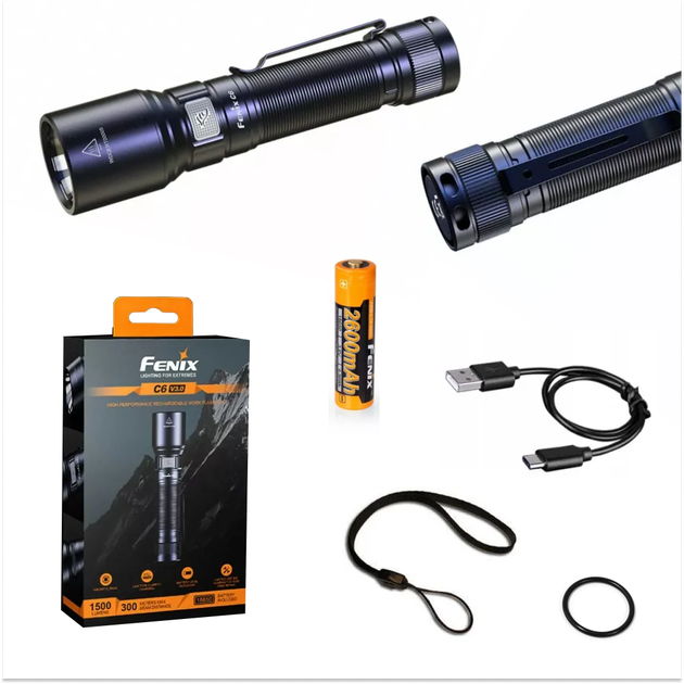 Ліхтар Fenix C6V30 1500 lm з аккумулятром Fenix 2600mAh - Фото 1 Ліхтар Fenix C6V30 1500 lm з аккумулятром Fenix 2600mAh - зображення 1