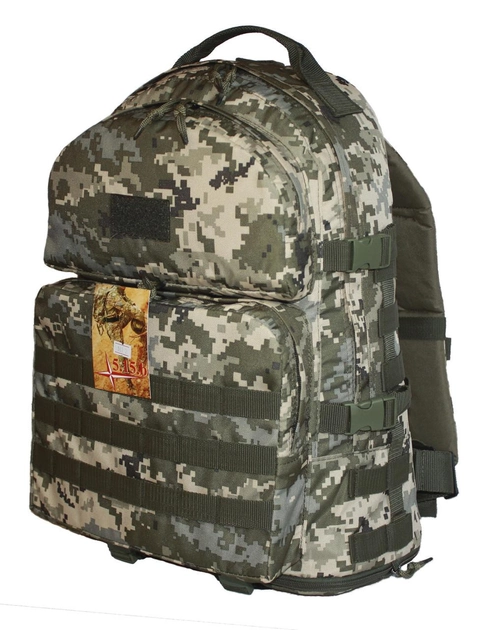 Тактичний військовий туристичний міцний рюкзак трансформер 40-60 літрів піксель - зображення 2