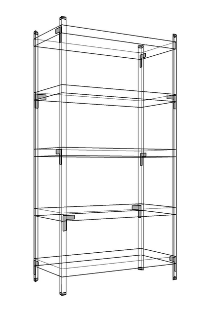 Элегант-2 белый; Стеллаж металлический крашеный с полками из стали ...
