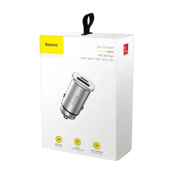 Автомобильное зарядное устройство Baseus PPS Square Metal USB+USB-C 30W Gray (CCALL-AS0S) - изображение 5