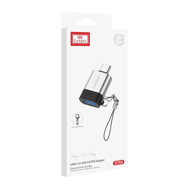 Перехідник OTG USB C для USB Earldom ET-OT72 Адаптер для комп'ютера з телефону на флешку Сріблястий - зображення 2