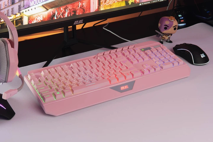 Клавіатура мембранна 2E GAMING KG315 110key, USB-A, EN/UA, RGB, рожевий - зображення 5