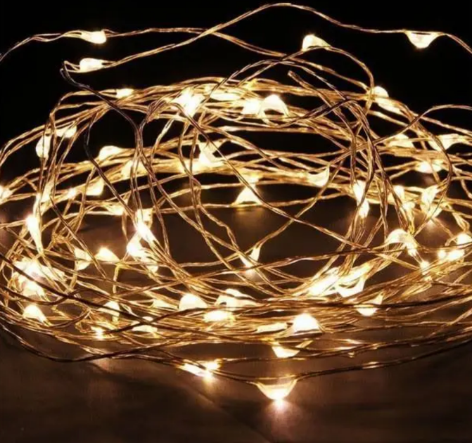 Гирлянда на батарейках 3м желтая теплое свечение 30 Led лед лампочек - Фото 4 Гирлянда на батарейках 3м желтая теплое свечение 30 Led лед лампочек - изображение 4