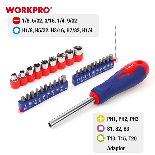 Набор инструментов универсальный WORKPRO (100 пред.) W009057 - изображение 11