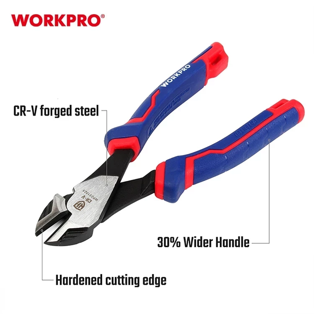 Бокорезы усиленные WORKPRO 180 мм CR-V PRO PLUS WP231023 - изображение 2