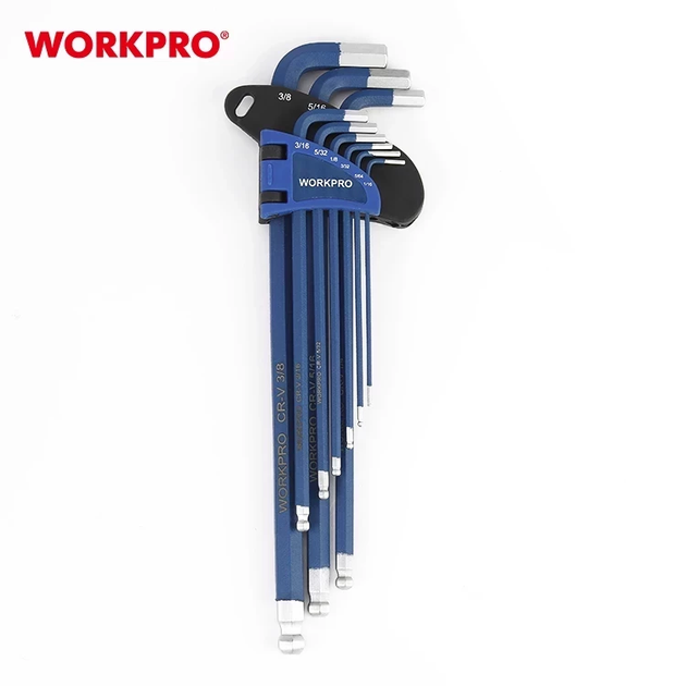 Набор ключей шестигранных метрических с шариковым окончанием WORKPRO 9шт. CR-V PRO PLUS WP222011 - изображение 6