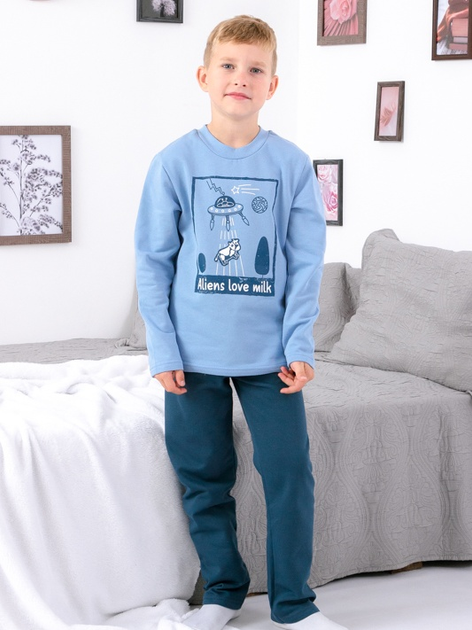 Акція на Піжама дитяча (футболка з довгими рукавами + штани) Носи Своє 6076-023-33-4 134 см Блакитний+мурена (p-7595-135348) від Rozetka