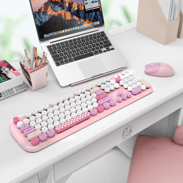 Комплект бездротовий VHG Geezer Pink, клавіатура + миша - зображення 2