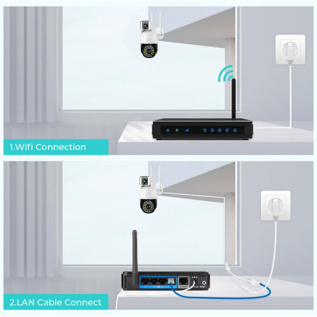 Камера видеонаблюдения двухобъективная уличная поворотная CyberGuard SC-01 WIFI IP 360/90 V380PRO 2+2.0mp датчик движения - изображение 5