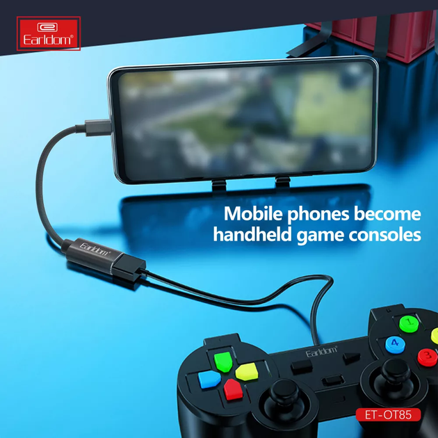 Перехідник OTG USB C для USB Earldom ET-OT85 Адаптер 2в1 для комп'ютера з телефону на флешку Чорний - зображення 4