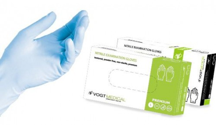 Одноразові рукавички нітрилові Vogt Medical 100 шт в упаковці Розмір S Сині - изображение 1