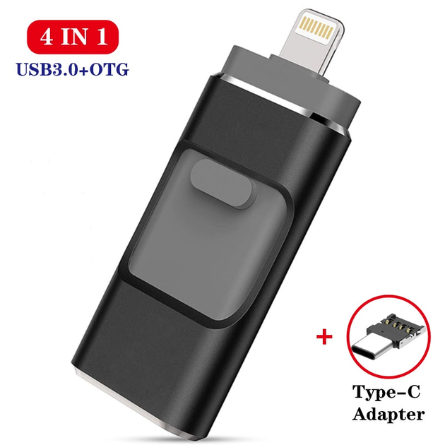 USB Флешка 4в1 512GB Type-C/Micro/Lightning/USB для телефона / компьютера iPhone/Android Черный - Фото 2 USB Флешка 4в1 512GB Type-C/Micro/Lightning/USB для телефона / компьютера iPhone/Android Черный - изображение 2