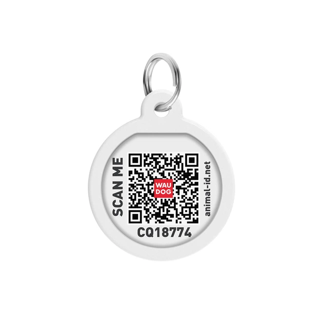 Адресник для собак и котов металлический WAUDOG Smart ID c QR паспортом, рисунок "Маршмеллоу", круг, Д 25 мм - Фото 3 Адресник для собак и котов металлический WAUDOG Smart ID c QR паспортом, рисунок "Маршмеллоу", круг, Д 25 мм - изображение 3