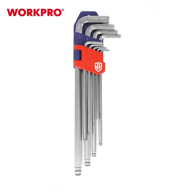 Набор ключей шестигранных метрических с длинным рычагом WORKPRO 9шт. с шариковым окончанием S2 PRO WP222007 - Фото 6 Набор ключей шестигранных метрических с длинным рычагом WORKPRO 9шт. с шариковым окончанием S2 PRO WP222007 - изображение 6