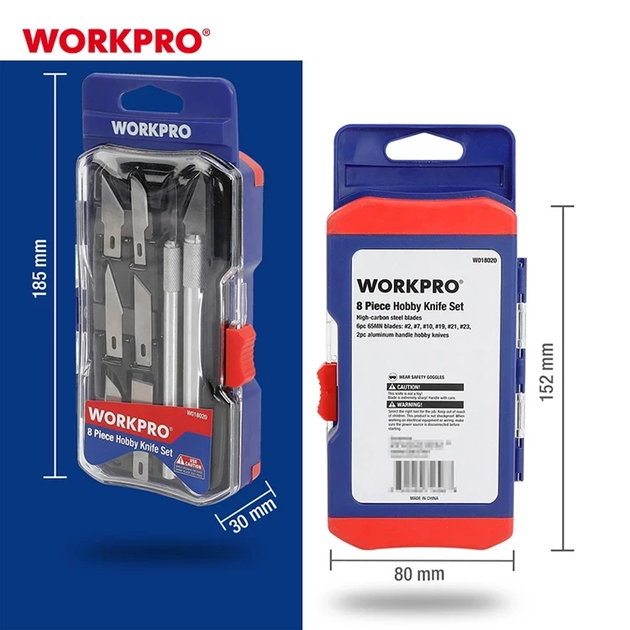 Набор ножей для точных работ/моделирования WORKPRO (8 пред.) W018020 - Фото 2 Набор ножей для точных работ/моделирования WORKPRO (8 пред.) W018020 - изображение 2