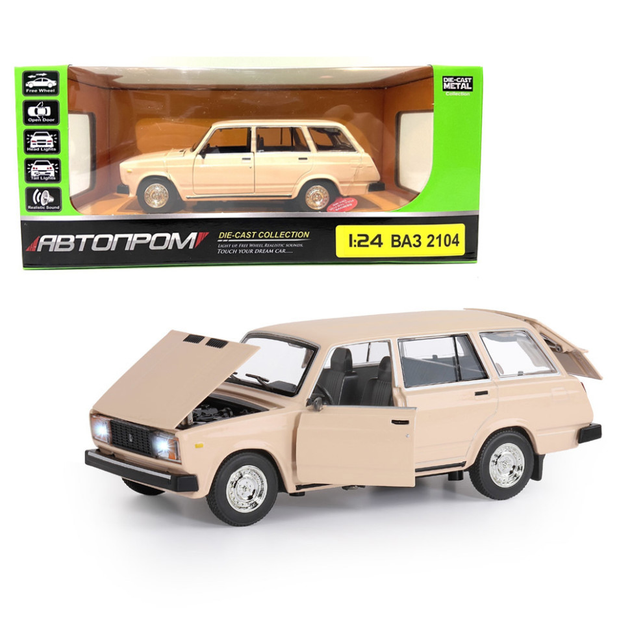 Машинка металлическая ВАЗ 2104 "Автопром" 2104 1:24 (Бежевый) – фото ...