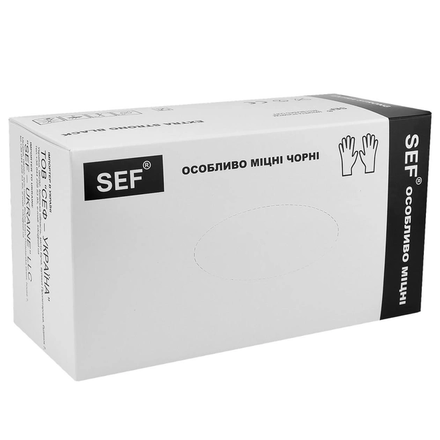 Рукавички нітрилові особливо міцні ЧОРНІ SEF 50 пар / упаковка М - зображення 2
