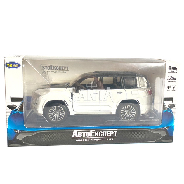 Іграшкова машинка металева Toyota Land Cruiser 300 twin turbo, тойота ленд крузер, чорно-білий, звук, світло, інерція, відчин двері, багажник, капот, 1:32, 15*7*6см (ТК-15607) - Фото 7 Іграшкова машинка металева Toyota Land Cruiser 300 twin turbo, тойота ленд крузер, чорно-білий, звук, світло, інерція, відчин двері, багажник, капот, 1:32, 15*7*6см (ТК-15607) - зображення 7