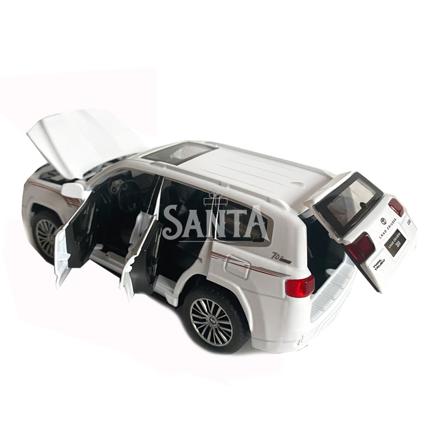 Игрушечная машинка металлическая Toyota Land Cruiser 300, тойота ленд крузер, белый, звук, свет, инерция, откр двери, багажник, капот, 1:32, 15*7*6см (ТК-18010) - изображение 6