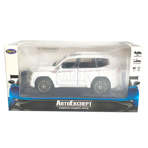Игрушечная машинка металлическая Toyota Land Cruiser 300, тойота ленд крузер, белый, звук, свет, инерция, откр двери, багажник, капот, 1:32, 15*7*6см (ТК-18010) - изображение 7
